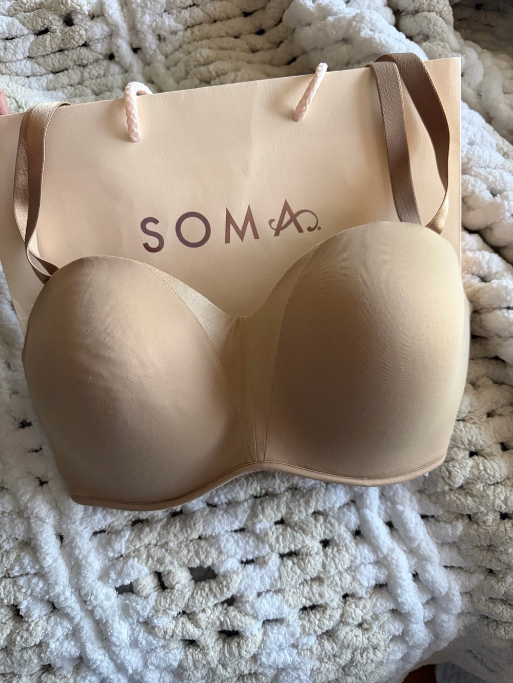 NWT Soma Stunning Starlet Strapless Nude Multi-Way Bra; Sz 34 DD